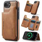 For iPhone 16e DG.MING MAGKING-K3 Series MagSafe RFID Card Bag Detachable Phone Case(Brown) - 1