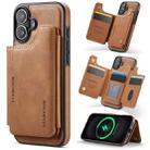 For iPhone 16 Plus DG.MING MAGKING-K3 Series MagSafe RFID Card Bag Detachable Phone Case(Brown) - 1