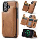 For iPhone 16 DG.MING MAGKING-K3 Series MagSafe RFID Card Bag Detachable Phone Case(Brown) - 1