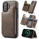 For iPhone 16 DG.MING MAGKING-K3 Series MagSafe RFID Card Bag Detachable Phone Case(Coffee) - 1