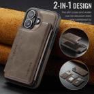 For iPhone 16 DG.MING MAGKING-K3 Series MagSafe RFID Card Bag Detachable Phone Case(Coffee) - 2