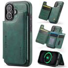 For iPhone 16 DG.MING MAGKING-K3 Series MagSafe RFID Card Bag Detachable Phone Case(Green) - 1