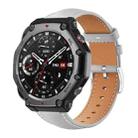 For Amazfit T-Rex 3 22mm xDfind Flat Head Black Shark Fine Grain Leather Watch Band(Grey) - 1