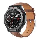 For Amazfit T-Rex 3 22mm xDfind Flat Head Black Shark Fine Grain Leather Watch Band(Coffee) - 1