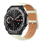 For Amazfit T-Rex 3 22mm xDfind Flat Head Black Shark Fine Grain Leather Watch Band(Creamy White) - 1