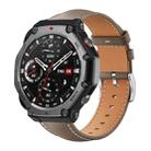For Amazfit T-Rex 3 22mm xDfind Flat Head Black Shark Fine Grain Leather Watch Band(Light Grey) - 1