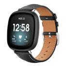 For Fitbit Versa 4 / 3 / Sense2 / 1 20mm xDfind Flat Head Black Shark Fine Grain Leather Watch Band(Black) - 1