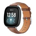 For Fitbit Versa 4 / 3 / Sense2 / 1 20mm xDfind Flat Head Black Shark Fine Grain Leather Watch Band(Coffee) - 1