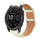 For Garmin Fenix 8/7X/6X/5X 26mm 22mm xDfind Flat Head Black Shark Fine Grain Leather Watch Band(Creamy White) - 1