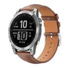 For Garmin Fenix 8/7/6/5 22mm 20mm xDfind Flat Head Black Shark Fine Grain Leather Watch Band(Coffee) - 1