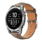 For Garmin Fenix 8/7/6/5 22mm 20mm xDfind Flat Head Black Shark Fine Grain Leather Watch Band(Light Grey) - 1