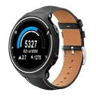 For Garmin Forerunner 220/735/735XT/230/235 20mm xDfind Flat Head Black Shark Fine Grain Leather Watch Band(Black) - 1
