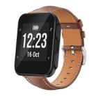 For Garmin Forerunner 35/30/35j 20mm xDfind Flat Head Black Shark Fine Grain Leather Watch Band(Coffee) - 1
