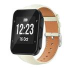 For Garmin Forerunner 35/30/35j 20mm xDfind Flat Head Black Shark Fine Grain Leather Watch Band(Creamy White) - 1