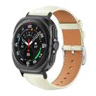 For Samsung Galaxy Watch Ultra 47mm 22mm xDfind Flat Head Black Shark Fine Grain Leather Watch Band(Creamy White) - 1