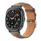 For Samsung Galaxy Watch Ultra 47mm 22mm xDfind Flat Head Black Shark Fine Grain Leather Watch Band(Light Grey) - 1