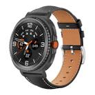 For Samsung Galaxy Watch8 20mm xDfind Flat Head Black Shark Fine Grain Leather Watch Band(Black) - 1