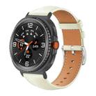 For Samsung Galaxy Watch8 20mm xDfind Flat Head Black Shark Fine Grain Leather Watch Band(Creamy White) - 1