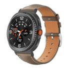 For Samsung Galaxy Watch8 20mm xDfind Flat Head Black Shark Fine Grain Leather Watch Band(Light Grey) - 1