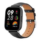 For Redmi Watch 3 20mm xDfind Flat Head Black Shark Fine Grain Leather Watch Band(Black) - 1