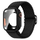 For Apple Watch Series 10 42mm Ladder Buckle Loop Nylon Watch Band with Change to Ultra 49mm Film PC Case(Black) - 1