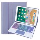 For iPad 9.7 2018 / 2017 / Pro 9.7 A07B-AS Backlight Bluetooth Touch Keyboard Leather Tablet Case with Pen Slot(Dark Purple) - 1