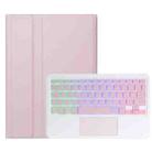 For iPad 10.2 2021 / 2019 / Air 2019 A102B-AS Backlight Bluetooth Touch Keyboard Leather Tablet Case with Pen Slot(Pink) - 2
