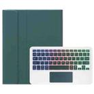 For iPad 10.2 2021 / 2019 / Air 2019 A102B-AS Backlight Bluetooth Touch Keyboard Leather Tablet Case with Pen Slot(Dark Green) - 2