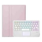 For Lenovo Xiaoxin Pad 11 2025 AM31-AS Ultra-thin Detachable Backlight Bluetooth Keyboard Leather Tablet Case with Touchpad(Pink White) - 2