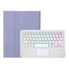 For Lenovo Xiaoxin Pad 11 2025 AM31-AS Ultra-thin Detachable Backlight Bluetooth Keyboard Leather Tablet Case with Touchpad(Lavender White) - 2