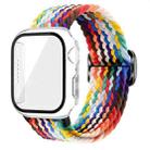 For Apple Watch Series 10 46mm Ladder Buckle Loop Nylon Watch Band with Film Frosted PC Case(Rainbow) - 1