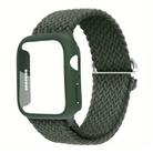 For Apple Watch Series 45mm Ladder Buckle Loop Nylon Watch Band with Film Frosted PC Cover(Army Green) - 1