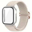 For Apple Watch Series 45mm Ladder Buckle Loop Nylon Watch Band with Film Frosted PC Cover(Starlight) - 1