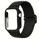 For Apple Watch Series 45mm Ladder Buckle Loop Nylon Watch Band with Film Frosted PC Cover(Black) - 1