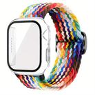 For Apple Watch Series 41mm Ladder Buckle Loop Nylon Watch Band with Film Frosted PC Cover(Rainbow) - 1