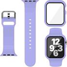 For Apple Watch Series 10 46mm Pin Buckle Silicone Watch Band with Film Integrated PC Case(Purple) - 1