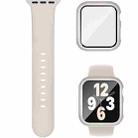 For Apple Watch 40mm / 41mm Pin Buckle Silicone Watch Band with Film Integrated PC Case(Starlight) - 1
