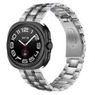 For Samsung Galaxy Watch Ultra 47mm Five Beads Stainless Steel Metal Watch Band(Silver Black) - 1