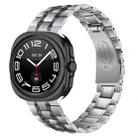 For Samsung Galaxy Watch8 / Watch8 Classic Five Beads Stainless Steel Metal Watch Band(Silver Black) - 1