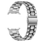 For Samsung Galaxy Watch8 / Watch8 Classic Five Beads Stainless Steel Metal Watch Band(Silver Black) - 2