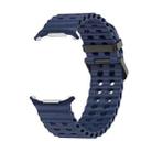For Samsung Galaxy Watch Ultra 47mm Dual-row Holes Silicone Watch Band with TPU Case(Dark Blue) - 2