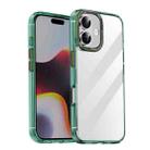 For iPhone 16 iPAKY MG Series Transparent PC+TPU Phone Case(Transparent Green) - 1