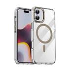 For iPhone 16 iPAKY Mingxing Series MagSafe Magnetic Shockproof PC+TPU Phone Case(Transparent + Titanium) - 1
