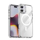 For iPhone 16 iPAKY Mingxing Series MagSafe Magnetic Shockproof PC+TPU Phone Case(Transparent + Silver) - 1