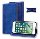 For iPhone 6s Business Stitching Horizontal Flip Leather Case with Double Folding & Bracket & Card Slots & Photo Frame & Wallet(Sapphire Blue) - 1