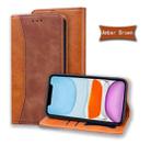 For iPhone 11 Business Stitching Horizontal Flip Leather Case with Double Folding & Bracket & Card Slots & Photo Frame & Wallet(Brown) - 1