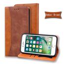 For iPhone 7 / 8 / SE(2020) Business Stitching Horizontal Flip Leather Case with Double Folding & Bracket & Card Slots & Photo Frame & Wallet(Brown) - 1