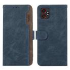 For Samsung Galaxy XCover7 Pro ABEEL Color Block Magnetic RFID Leather Phone Case(Blue-Brown) - 1