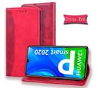 For Huawei P Smart (2020) Business Stitching Horizontal Flip Leather Case with Double Folding & Bracket & Card Slots & Photo Frame & Wallet(Red) - 1