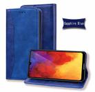 For Huawei Y7 Pro (2019) Business Stitching Horizontal Flip Leather Case with Double Folding & Bracket & Card Slots & Photo Frame & Wallet(Sapphire Blue) - 1